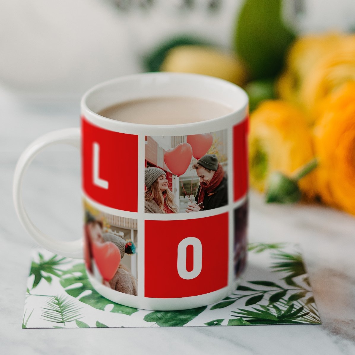 Cană personalizată cu 4 poze love