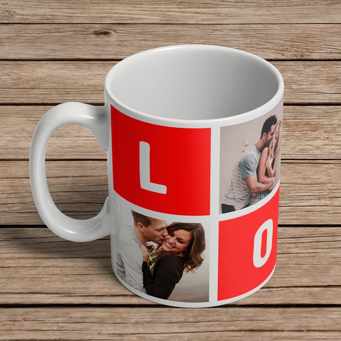 Cană personalizată cu 4 poze love