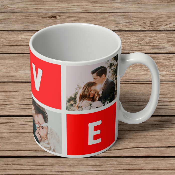 Cană personalizată cu 4 poze love