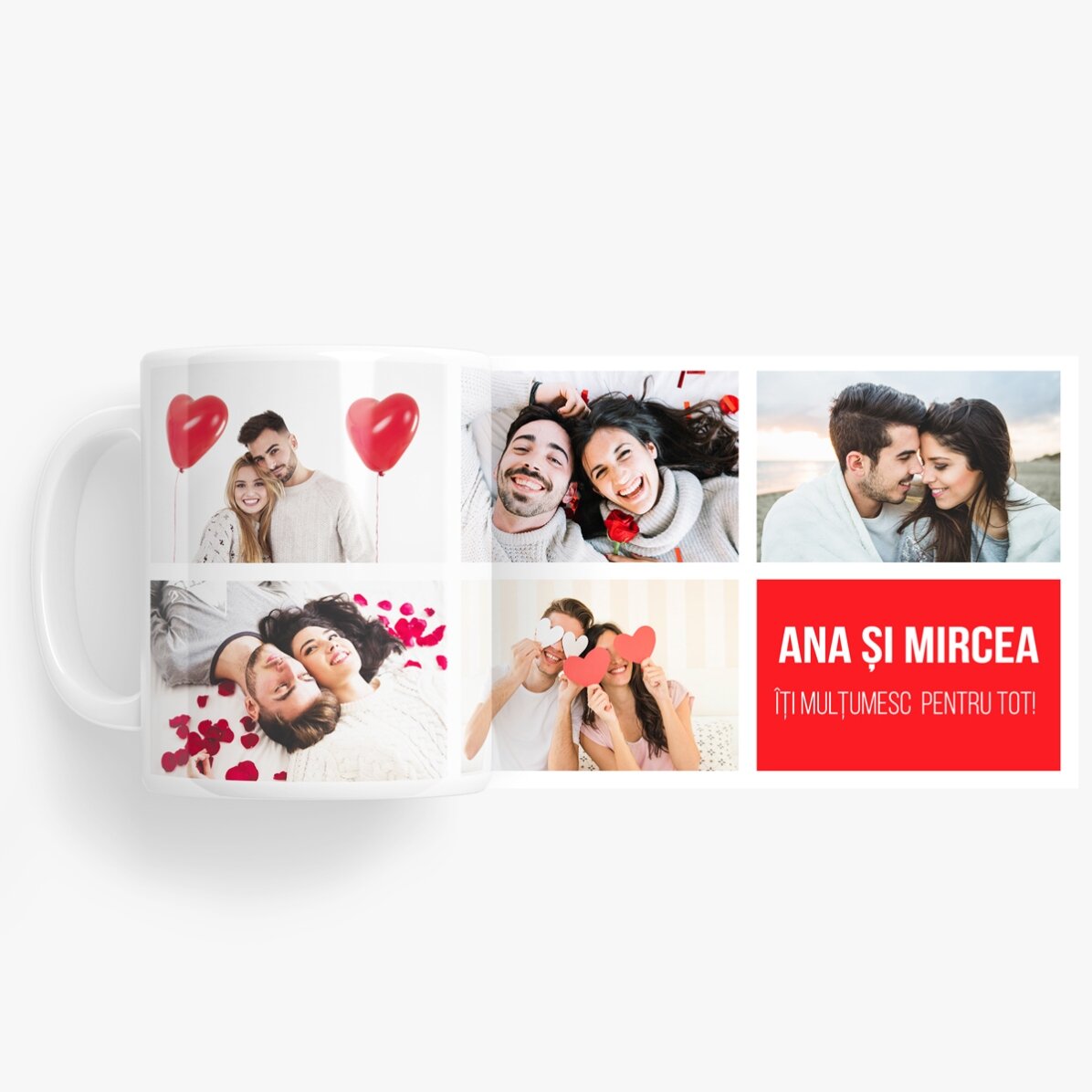 Cană personalizată cu 5 poze și text