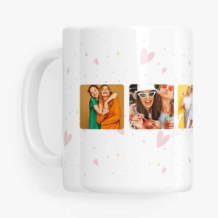 Cană personalizată cu 6 poze pătrate și text I love You - Celebrate love