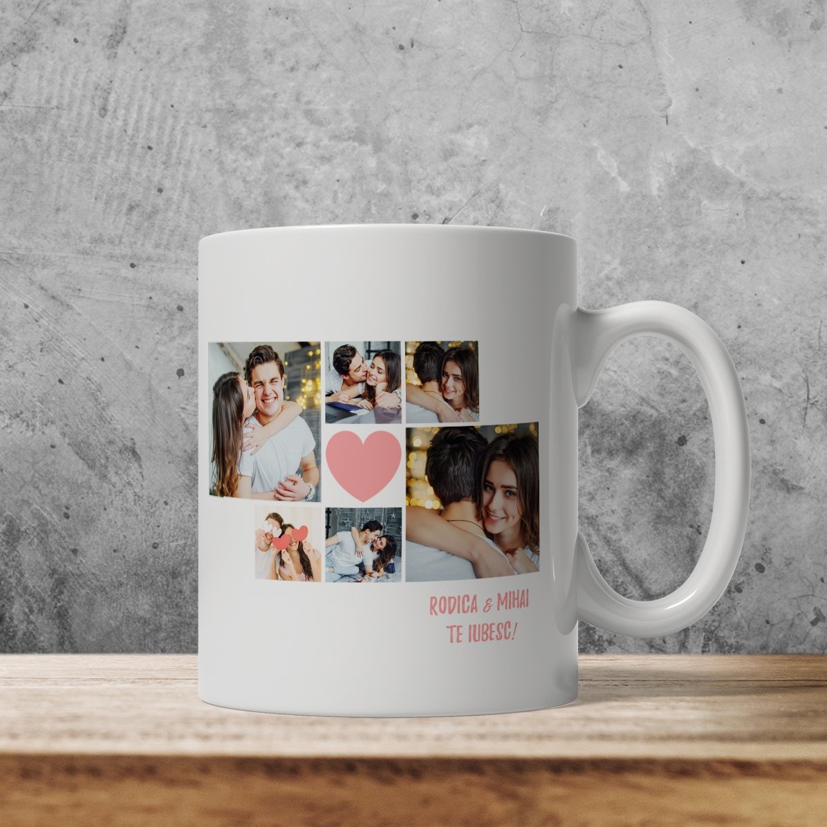Cană personalizată cu 6 poze și text - Momente in cuplu