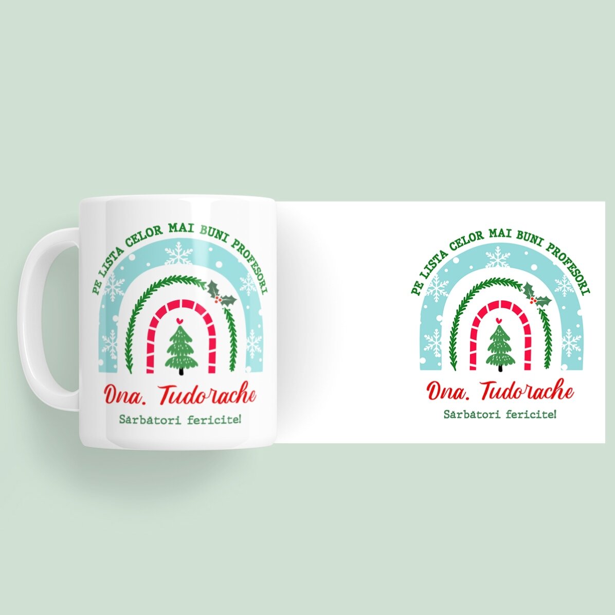 Cană personalizată cu mesaj pentru profesori - Crăciun