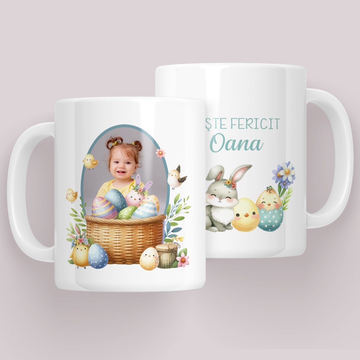 Cană personalizată cu mesaj și poză - Iepuraș