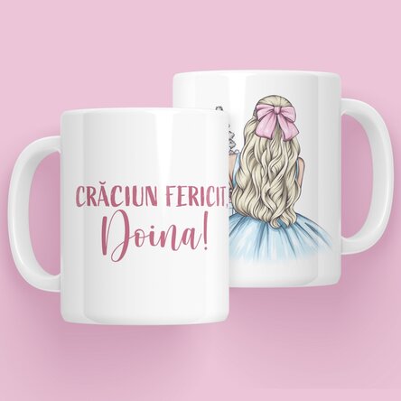 Cană personalizată cu nume - Christmas Princess Blue