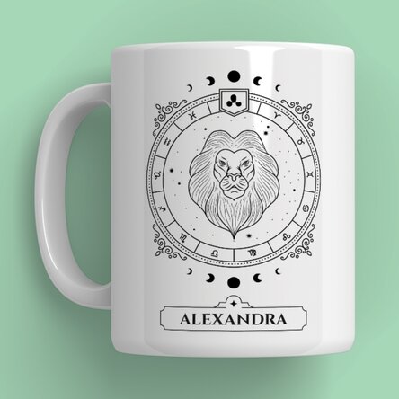 Cană personalizată cu nume și zodie - Leu
