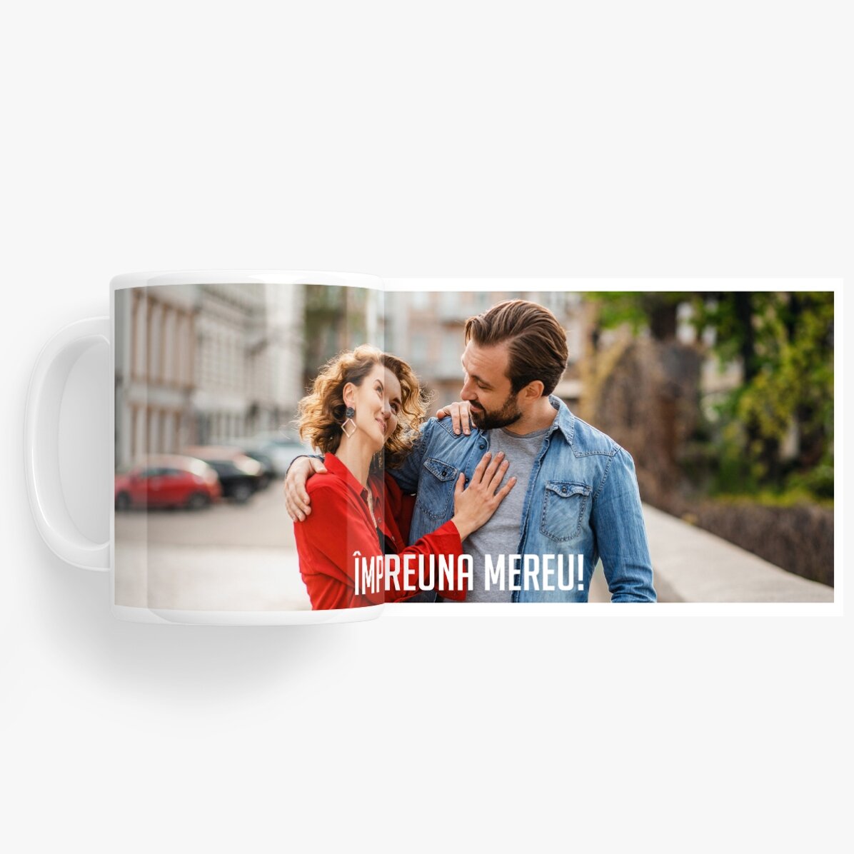 Cană personalizată cu o poză landscape și text