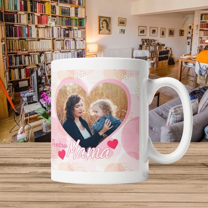 Cană personalizată cu o poză și text - Pentru mama