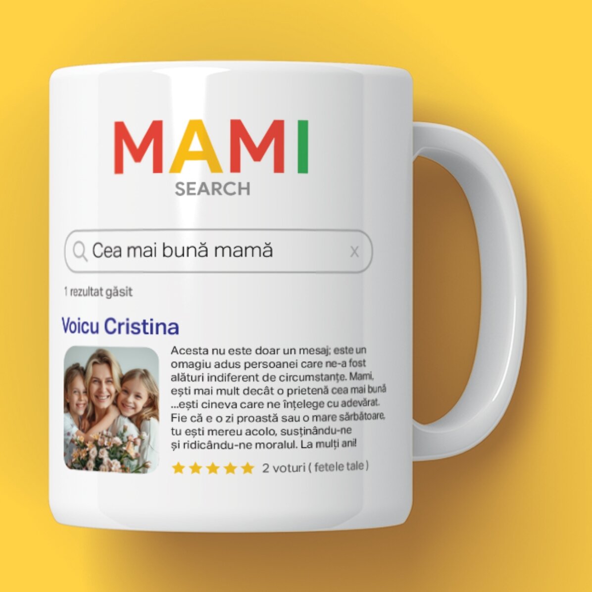 Cană personalizată cu o poză și text - Search