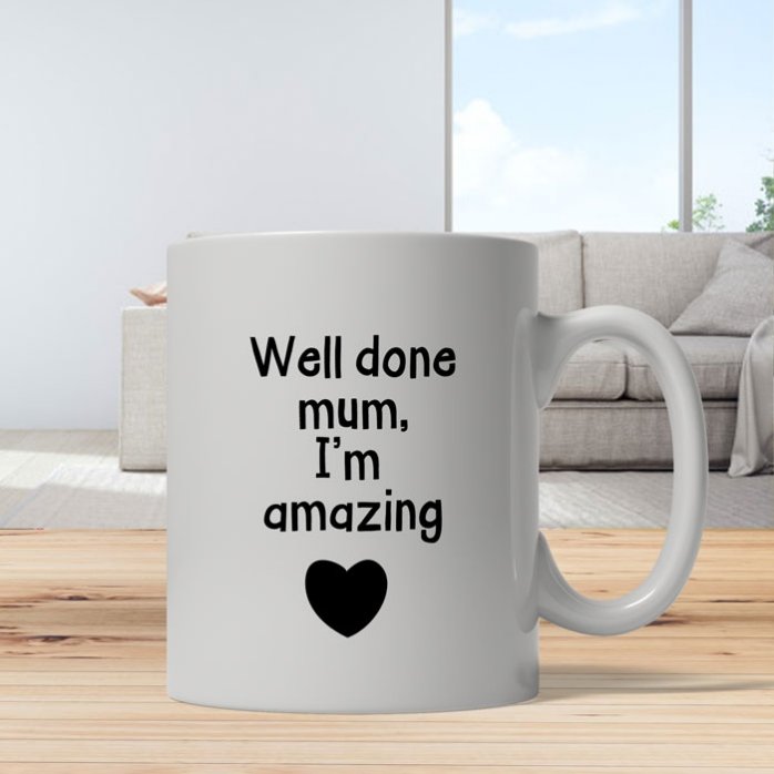 Cană personalizată cu o poză și text - Well done mum