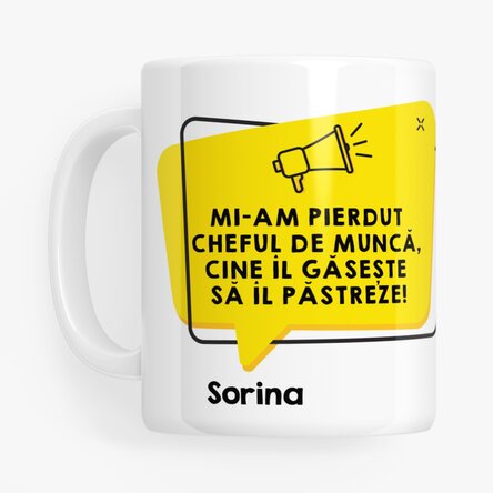 Cană personalizată cu text - Anunț