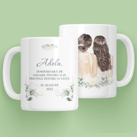 Cană personalizată cu text - Domnișoară de onoare