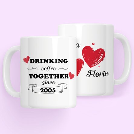 Cană personalizată cu text - Drinking together