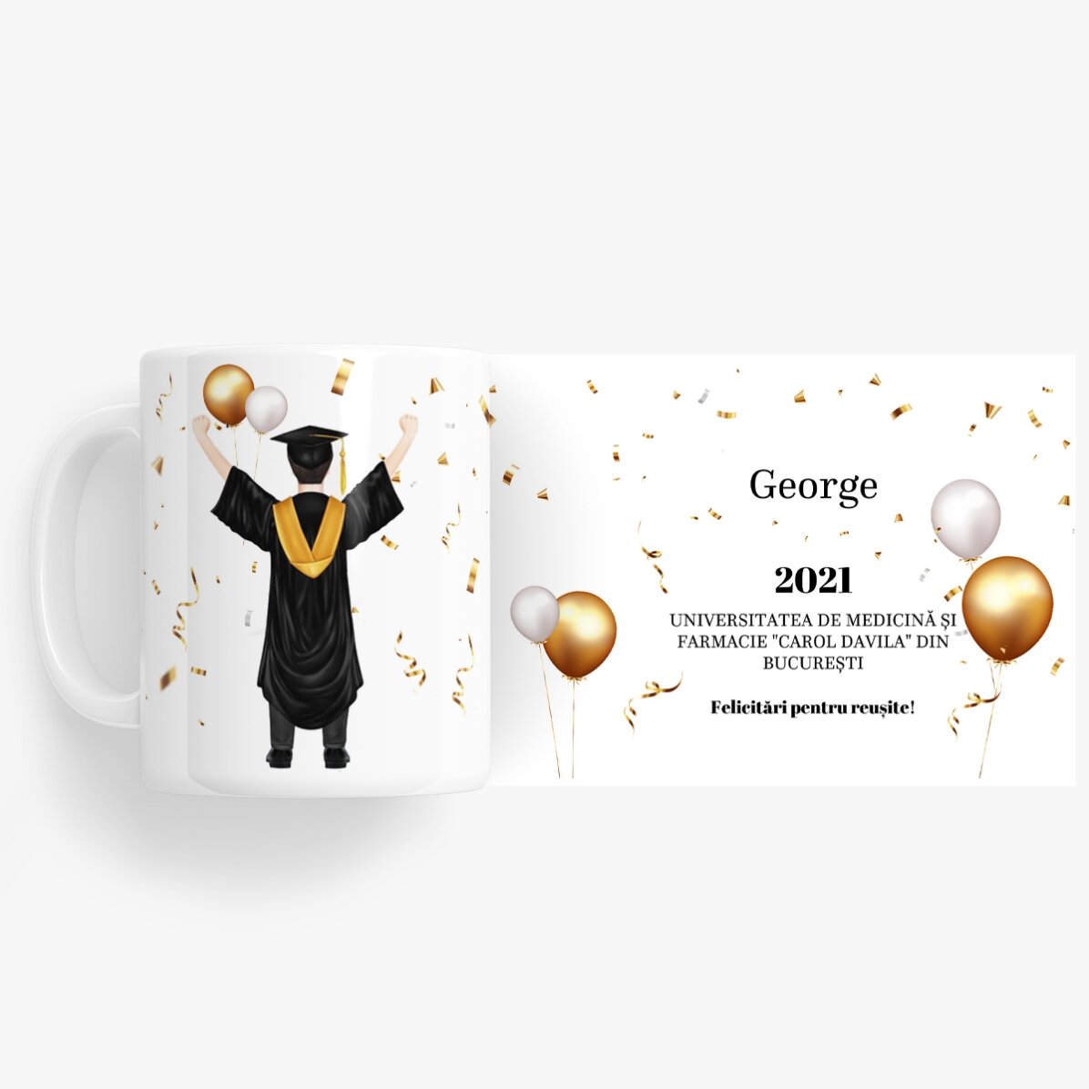 Cană personalizată cu text - His graduation