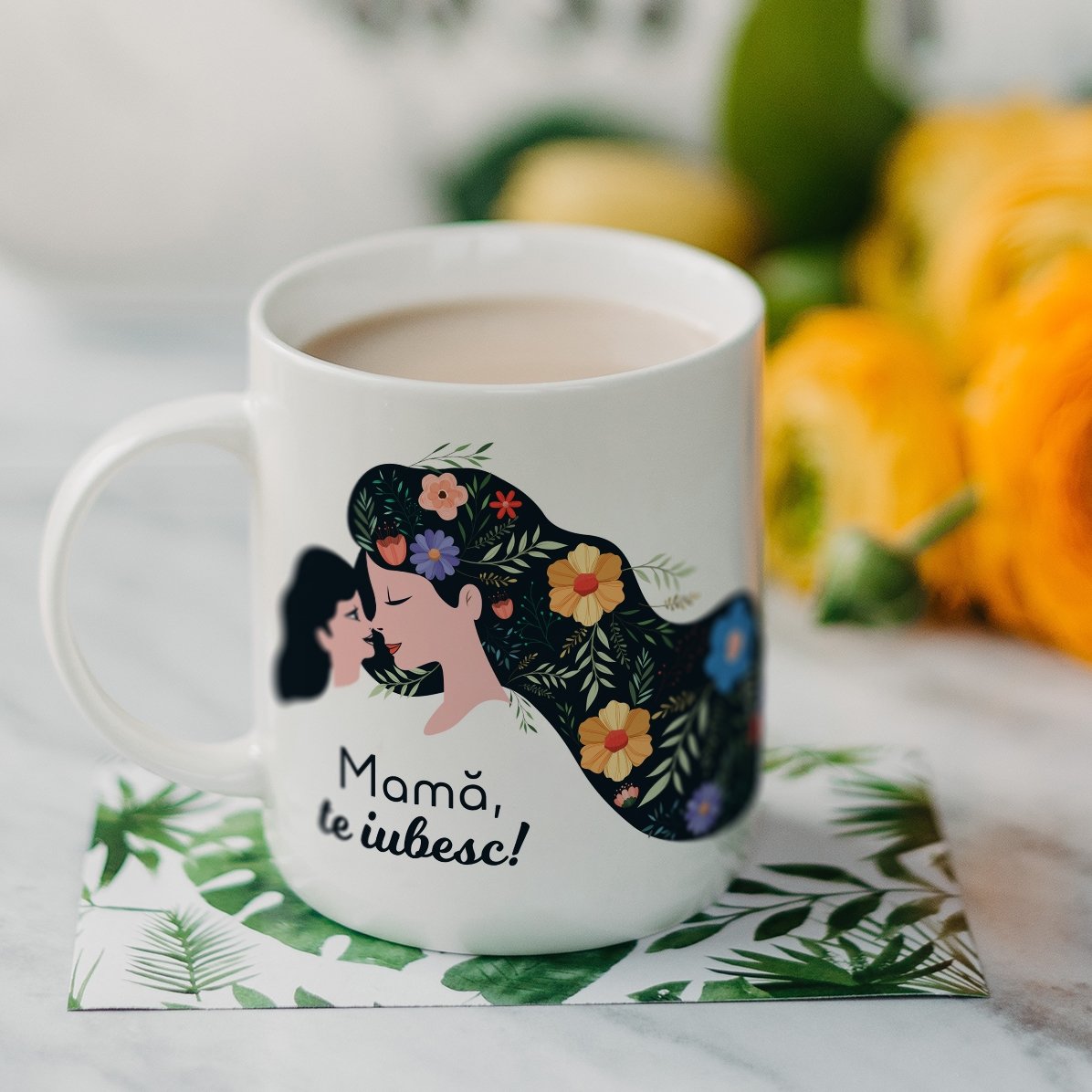 Cană personalizată cu text - Mamă, te iubesc! 