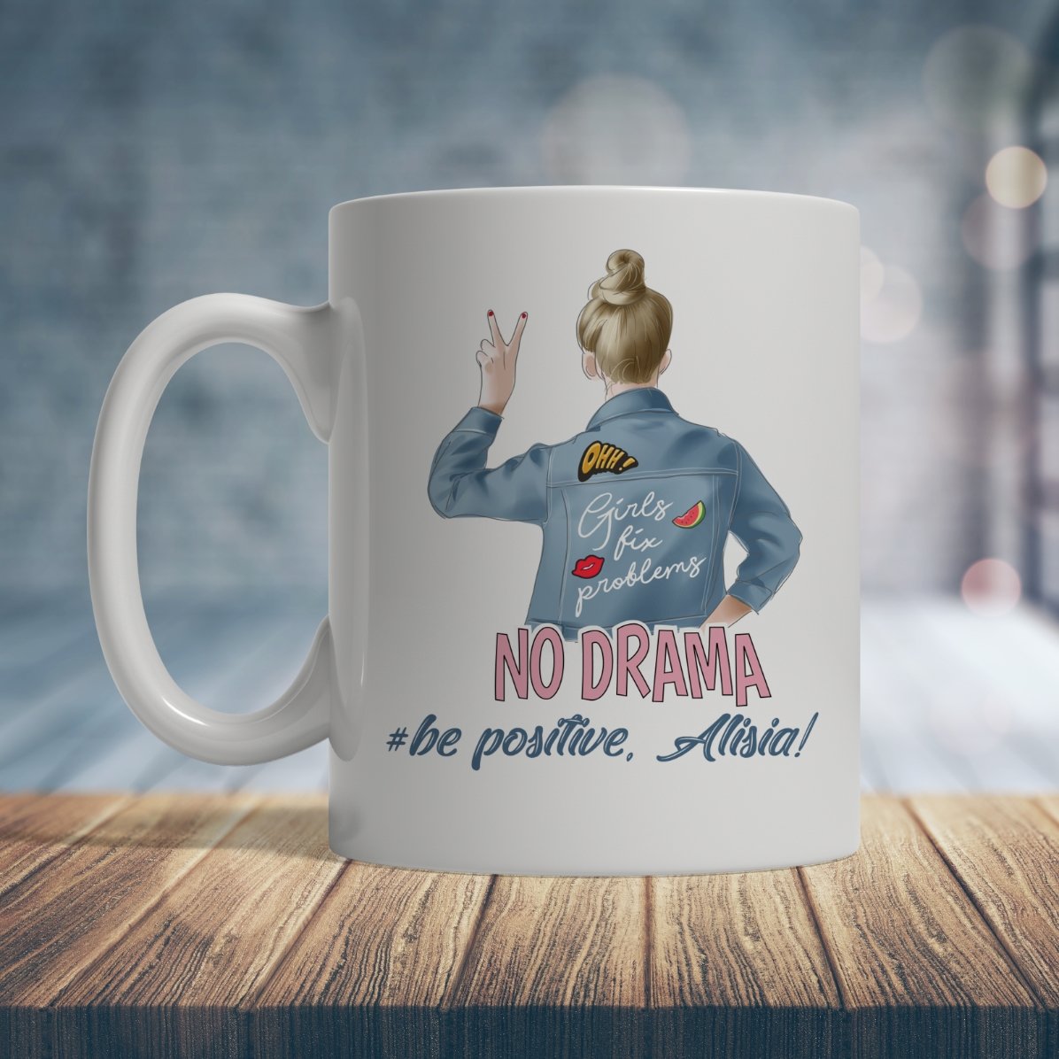 Cană personalizată cu text - No drama