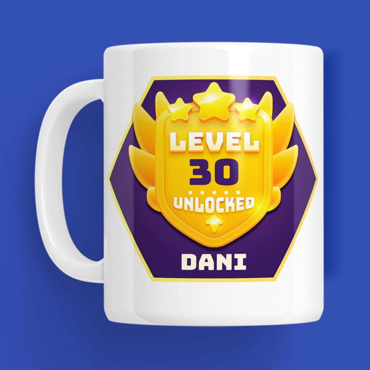 Személyre szabott, szöveggel ellátott születésnapi pohár – Level Unlocked