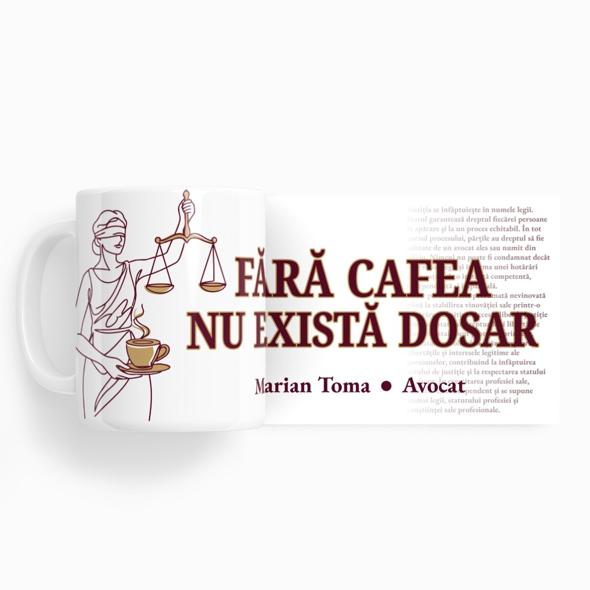 Személyre szabott, szöveggel ellátott pohár ügyvédek számára