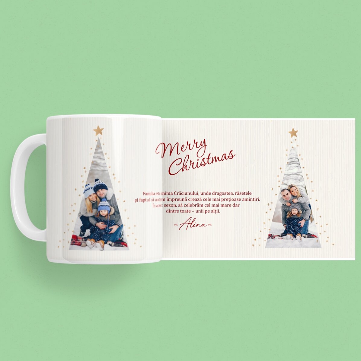 Cană personalizată cu text și 2 poze - Warm Christmas