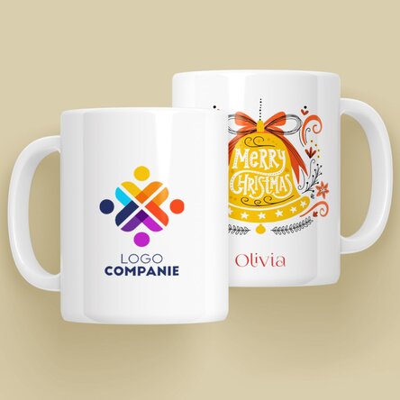 Cană personalizată cu text și logo - Clopot Merry Christmas