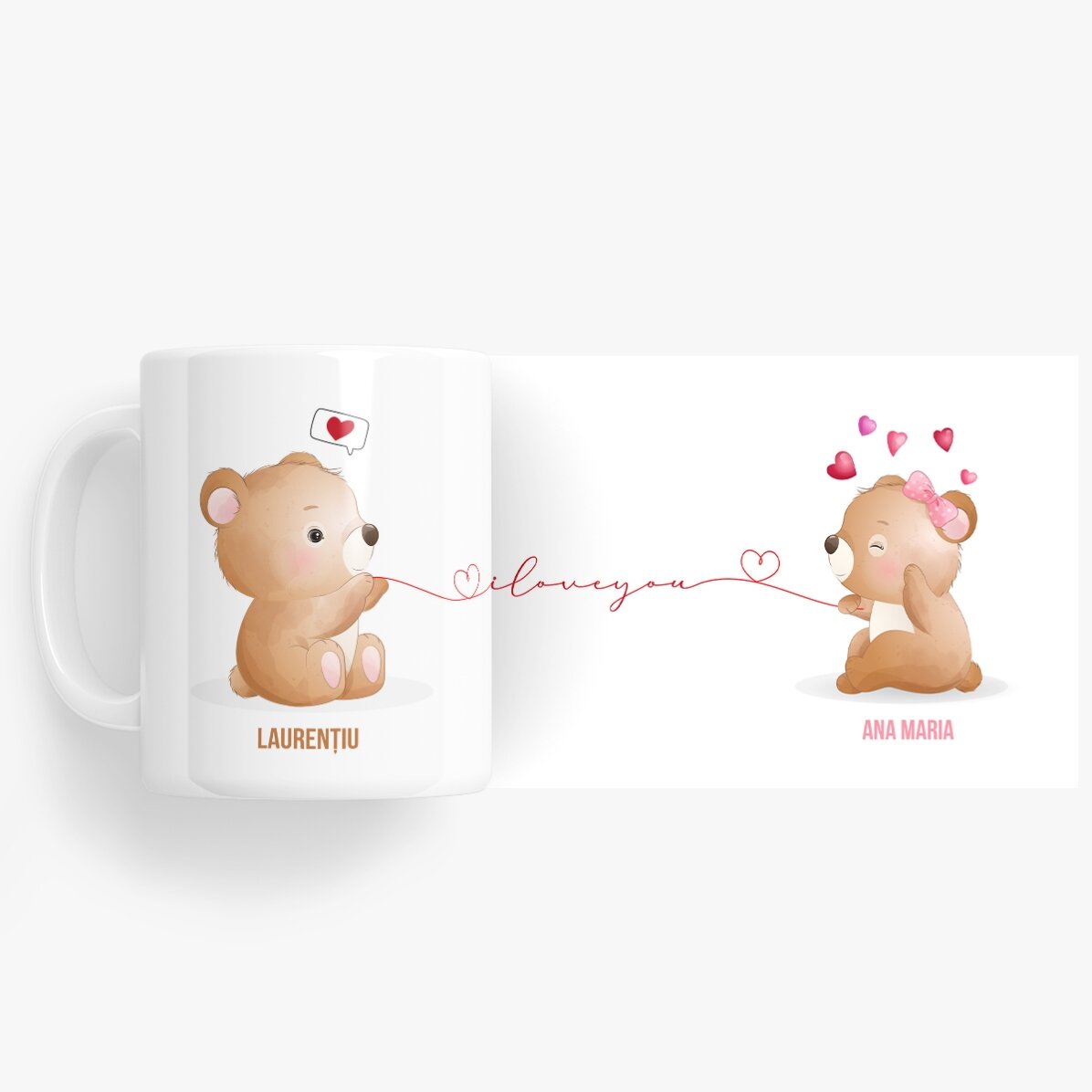 Cană personalizată cu text - Ursuleți îndrăgostiți