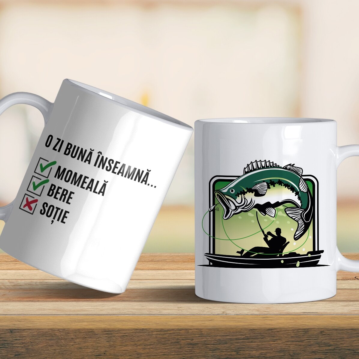 Cană personalizată cu text - Ziua pescarului