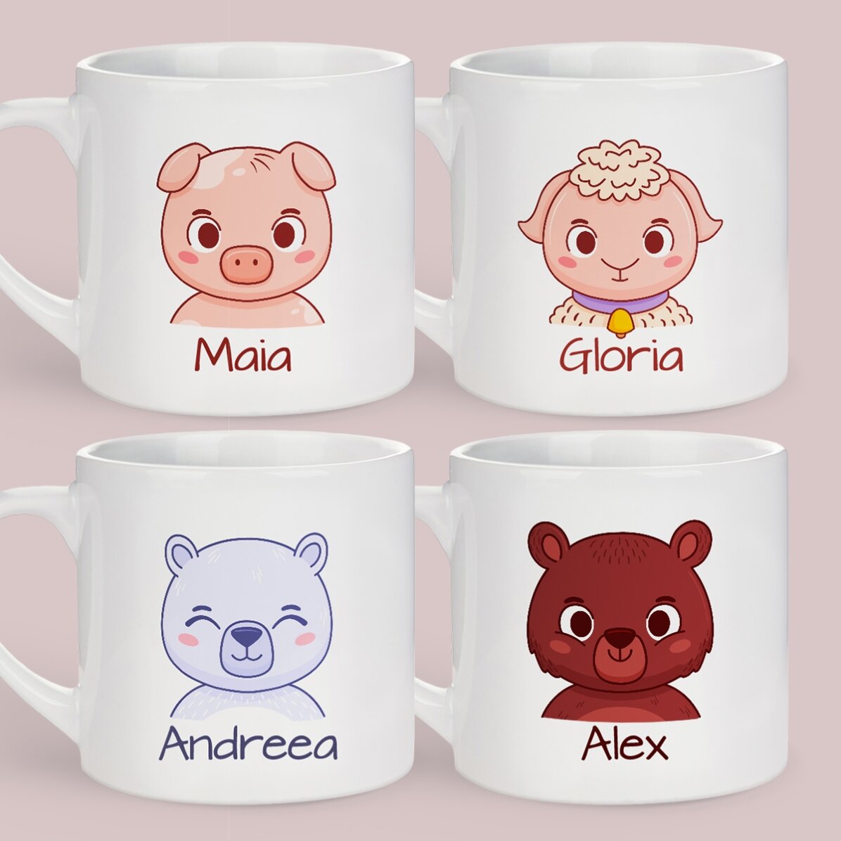 Cană personalizată pentru copii cu nume - Animăluț simpatic