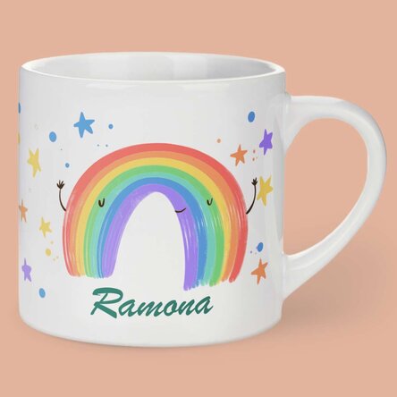 Cană personalizată pentru copii cu text- Rainbow