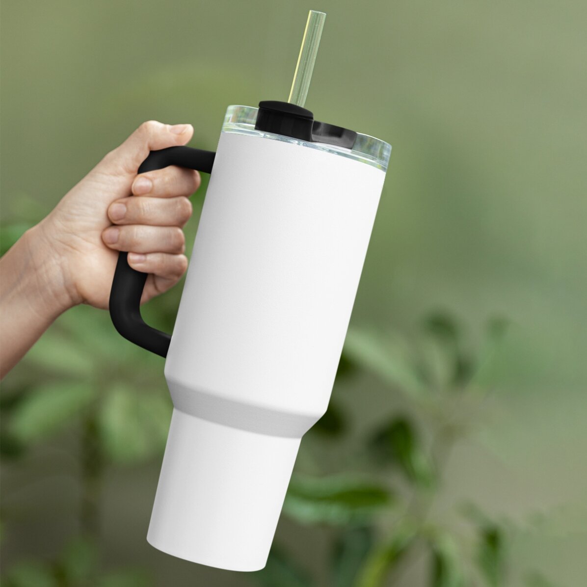 Cană termos FC Rapid cu mâner și pai personalizată cu logo și mesaj