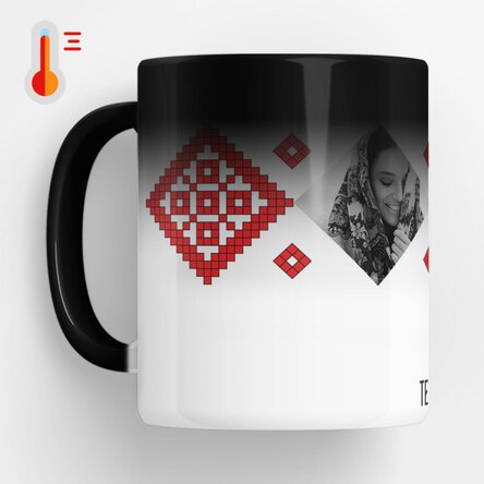 Cană termosenisibilă personalizată cu 2 poze și text - Te iubesc cu patimă!