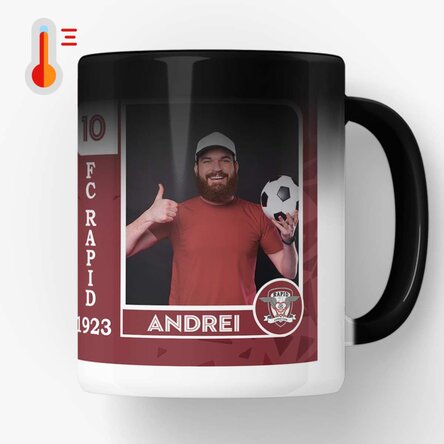 Cană termosensibilă FC Rapid personalizată cu poză și text - FC Rapid 1923 