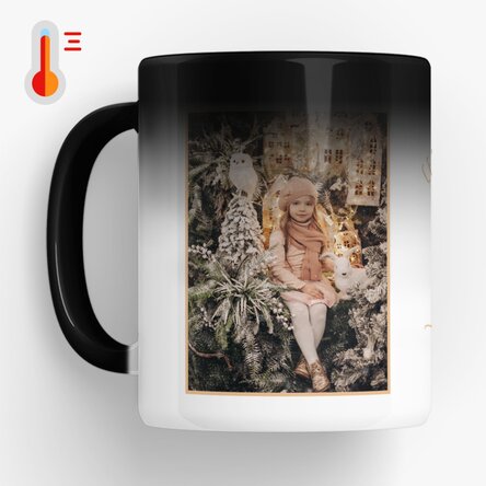 Cană termosensibilă personalizată cu 2 poze și text - Snowflake 