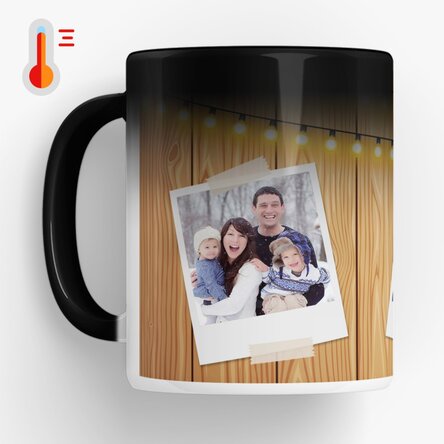 Cană termosensibilă personalizată cu 3 poze de Crăciun