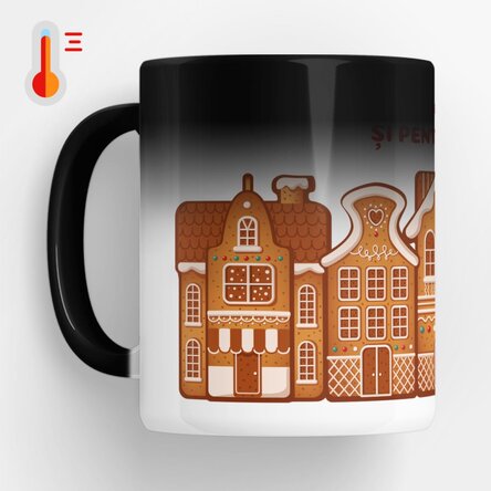 Cană termosensibilă personalizată cu mesaj - Gingerbread