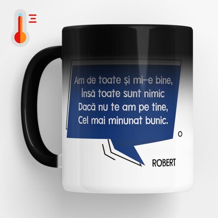 Cană termosensibilă personalizată cu mesaj pentru bunic x Flick