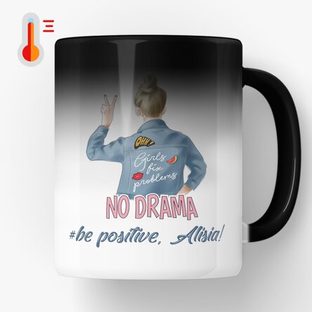 Cană termosensibilă personalizată cu text - No drama