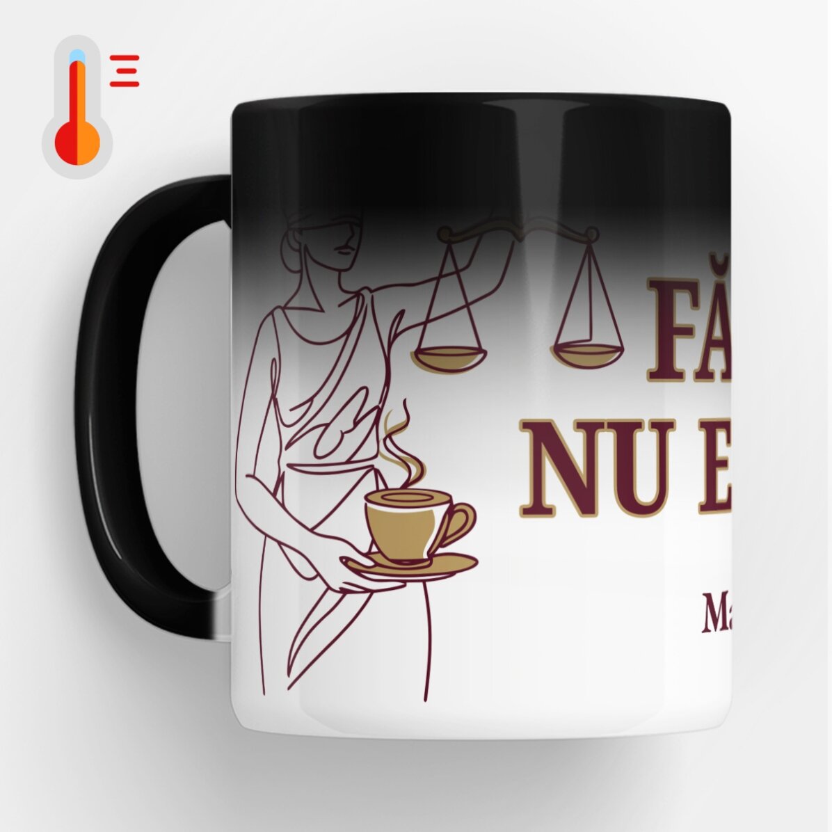 Személyre szabott, szöveggel ellátott hőérzékeny bögre ügyvédek számára