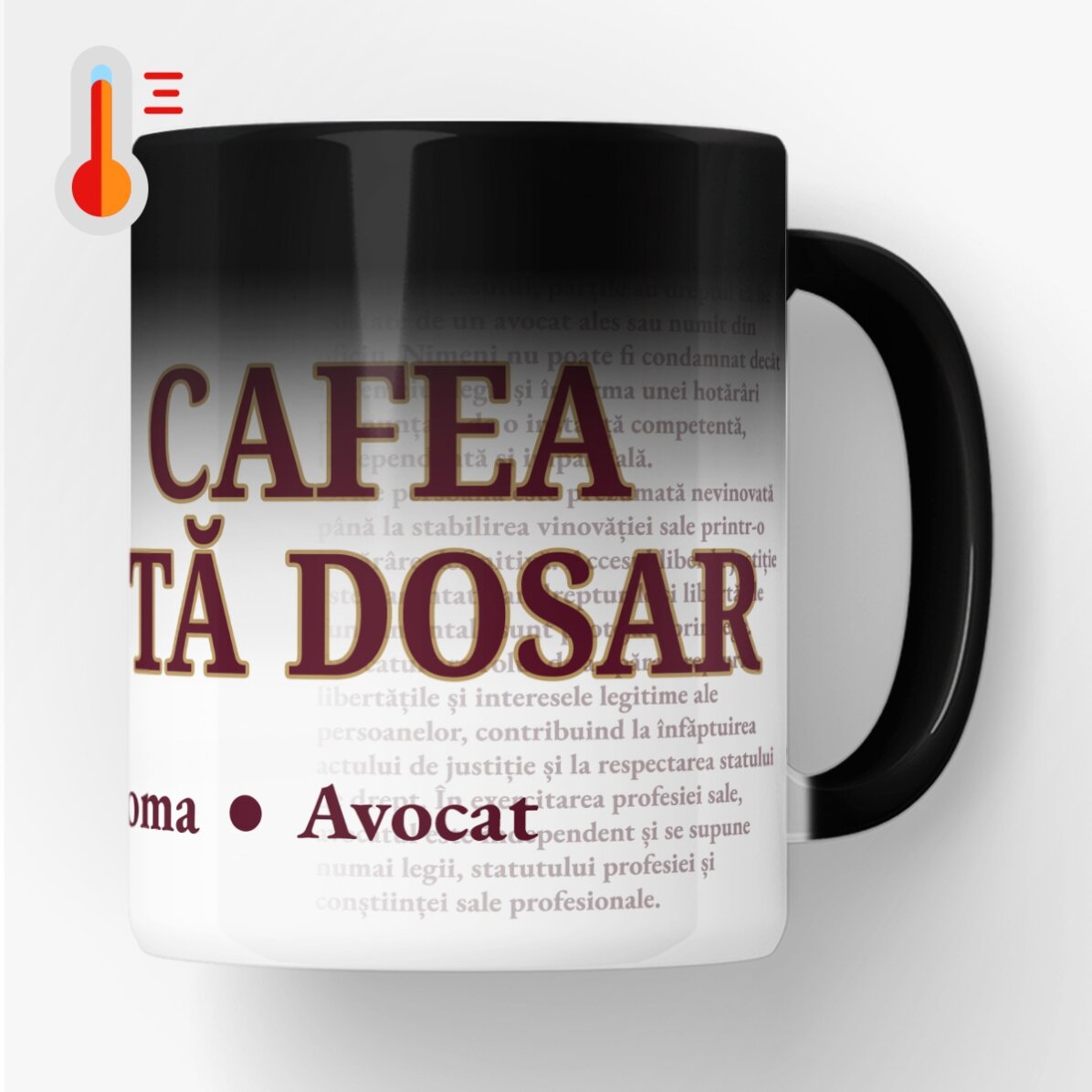 Személyre szabott, szöveggel ellátott hőérzékeny bögre ügyvédek számára