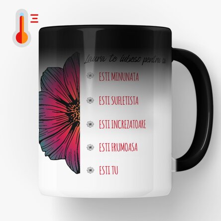 Cană termosensibilă personalizată cu text - Reasons why i love you 