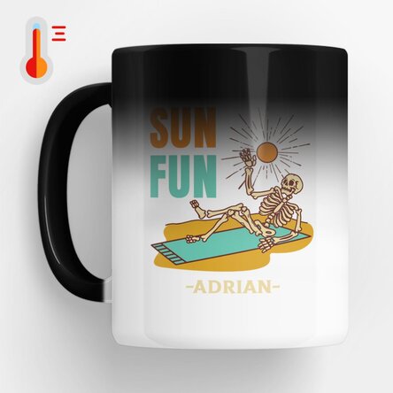 Cană termosensibilă personalizată cu text - Sun fun