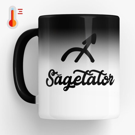 Cană termosensibilă zodiac personalizată cu poză și text - Săgetător