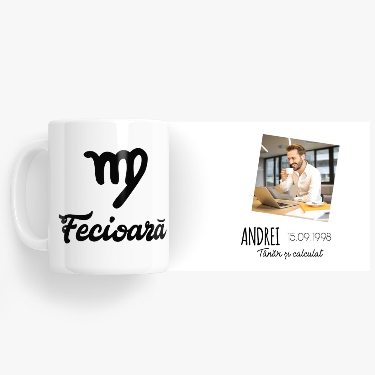 Cană zodiac personalizată cu poză și text - Fecioară