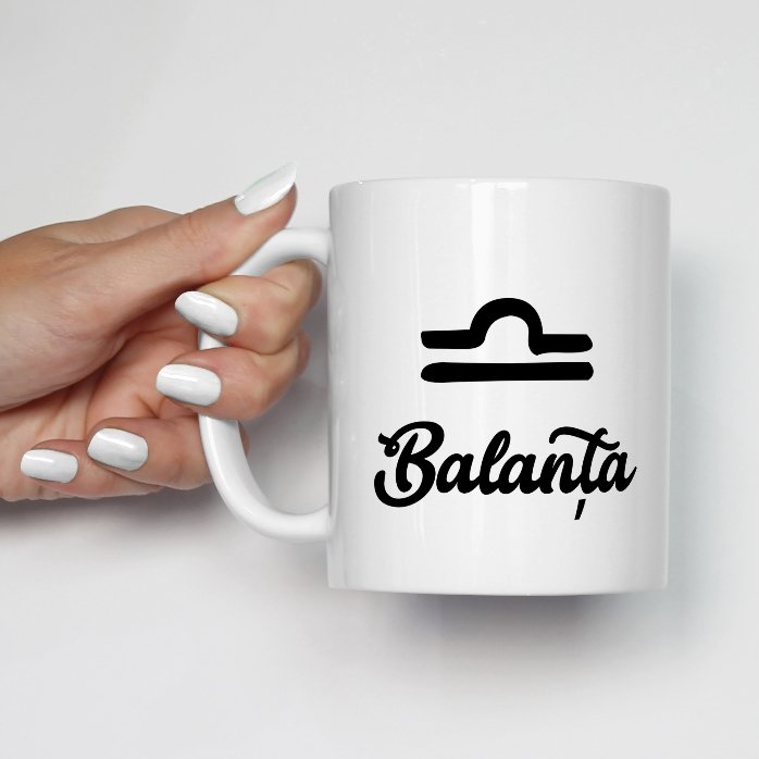 Cană zodiac personalizată cu text - Balanță