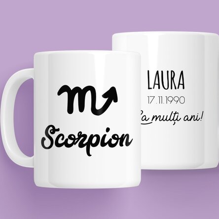 Cană zodiac personalizată cu text - Scorpion
