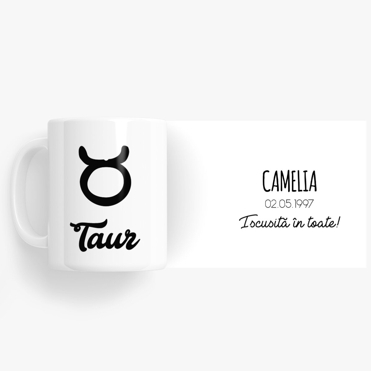 Cană zodiac personalizată cu text - Taur