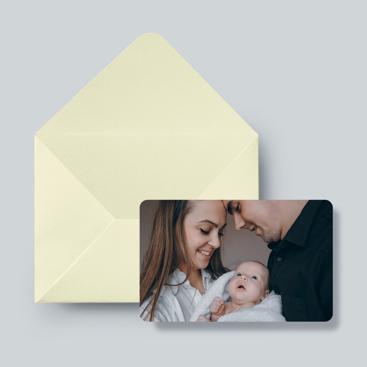 Card aluminiu personalizat față-verso cu 5 poze și text - Newborn Baby