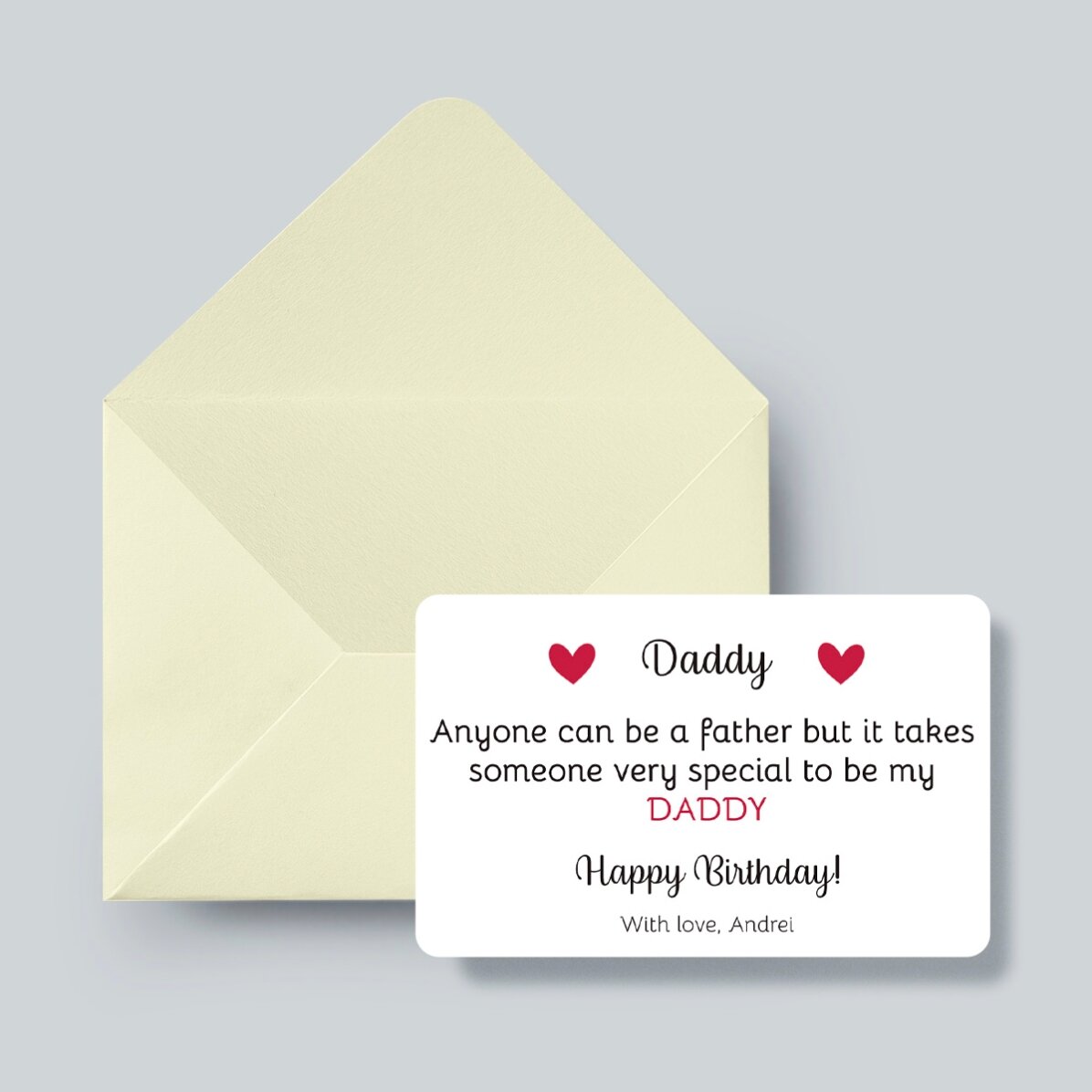 Card aluminiu personalizat față-verso cu 6 poze și text