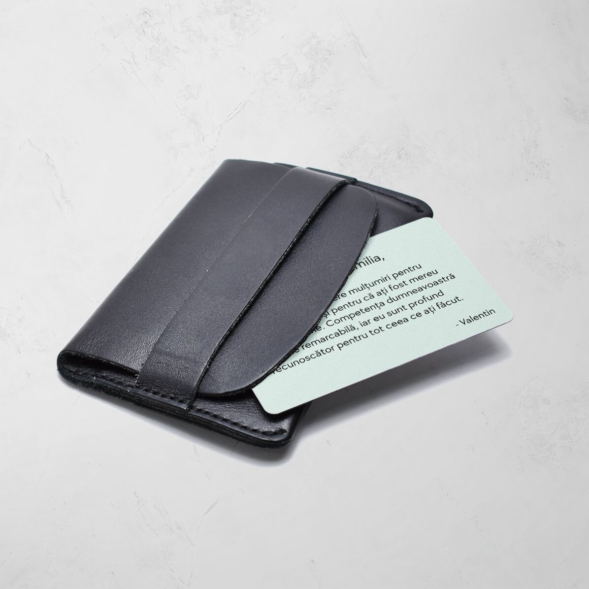 Card aluminiu personalizat față-verso cu mesaj - Mulțumire