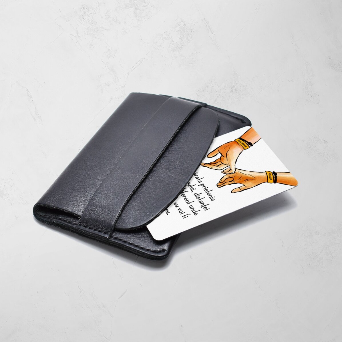 Card aluminiu personalizat față-verso cu mesaj și 3 poze - Friends