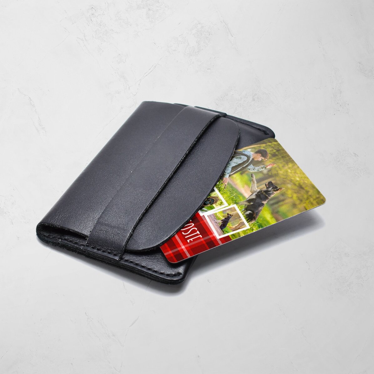 Card aluminiu personalizat față-verso cu mesaj și 4 poze - Cățelușul Meu